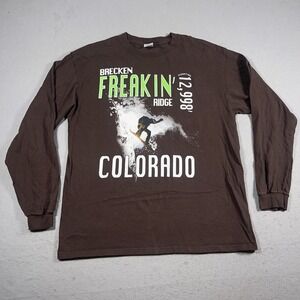 VTG Breckenridge Freakin Ridge Shirt Mens XL Colorado Snowboard‎ Long Sleeve Y2K